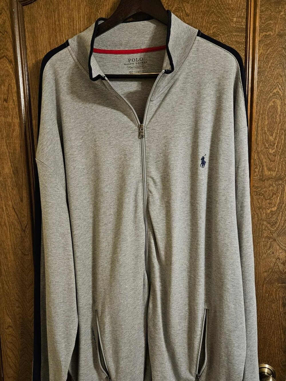 Polo Ralph Lauren Performance Full Zip Track Jacket Gray Navy 3XLT Big & Tall